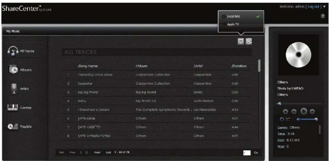 D-LINK DNS340L - My Music - Interface - 1