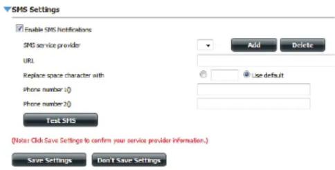 D-LINK DNS340L - Paramètres des SMS - 1