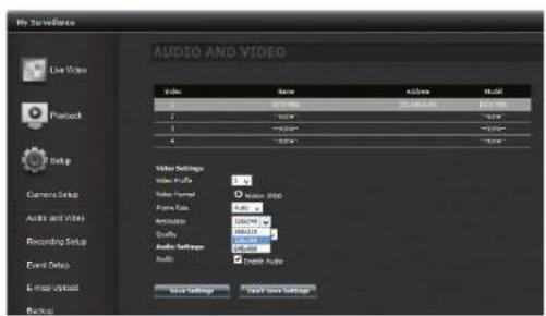 D-LINK DNS340L - My Surveillance -Configuration - Audio et video - 4