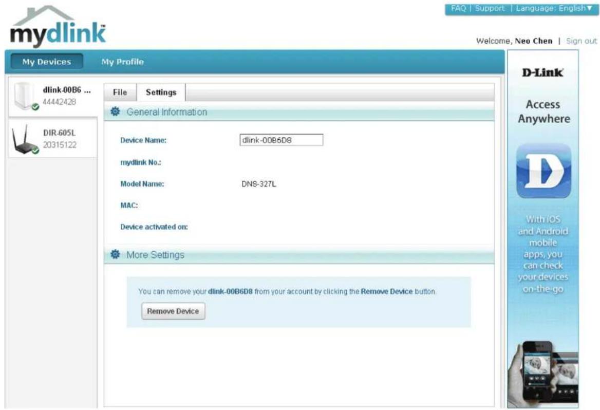 D-LINK DNS340L - Paramètres détaillés de mydlink - 1