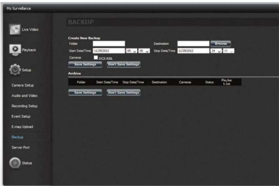 D-LINK DNS340L - My Surveillance - Configuration - Sauvegarde - 1