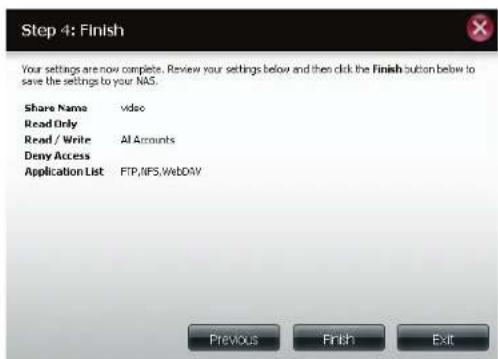 D-LINK DNS340L - Assistant Ajouter/Modifier des partages réseau - 12