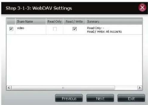 D-LINK DNS340L - Assistant Ajouter/Modifier des partages réseau - 11