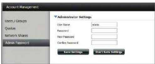 D-LINK DNS340L - Mot de passé d'administration - 1