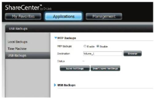 D-LINK DNS340L - Sauvegardes MTP - 1