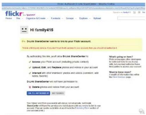 D-LINK DNS340L - Partage d'une photo sur Flickr - 4