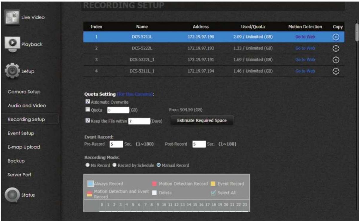 D-LINK DNS340L - My Surveillance - Configuration - Configuration de l'enregistrement - 2