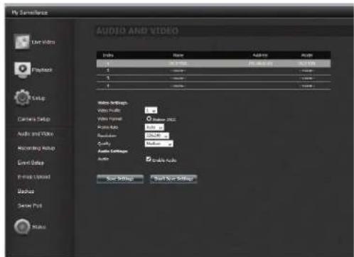 D-LINK DNS340L - My Surveillance -Configuration - Audio et video - 2
