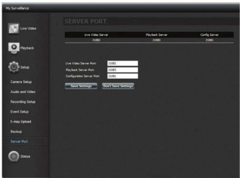 D-LINK DNS340L - My Surveillance - Configuration - Port du serveur - 1