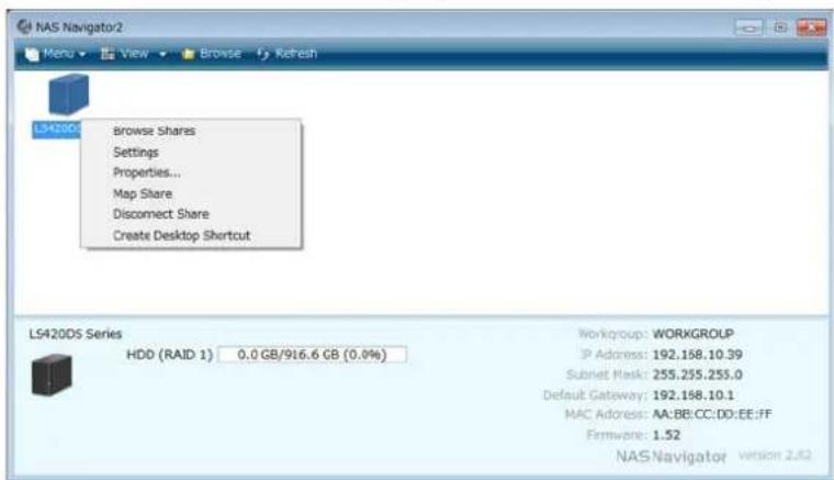 BUFFALO LinkStation 420 NVR - Ouverture d'Easy Admin (Administration facile) - 1