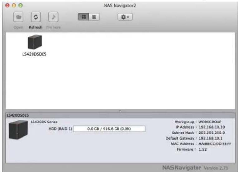 BUFFALO LinkStation 420 NVR - NAS Navigator2 pour Mac OS - 1