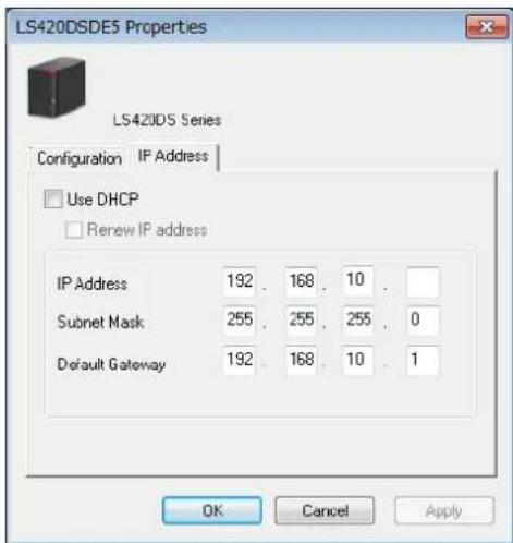 BUFFALO LinkStation 420 NVR - Modification de l'adresse IP - 1