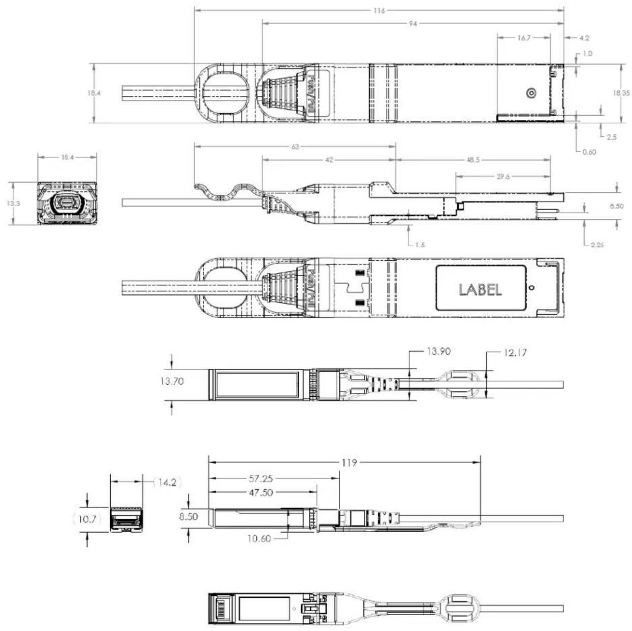 Finisar FCBN510QE2C05 - Mechanical Specifications - 1