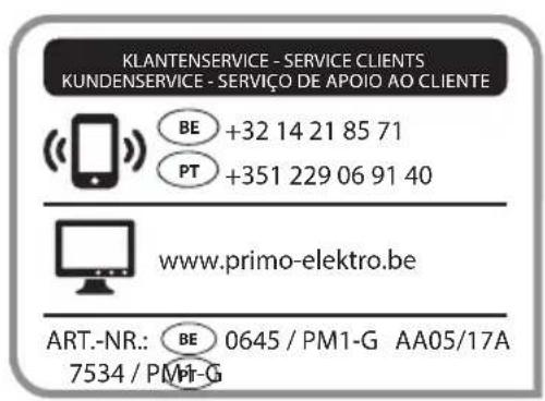 PRIMO PM1 - ANTWOORDKAART / CARTE DE REPONSE ANTWORTKARTE / FORMULÁRIO DE GARANTIA - 1