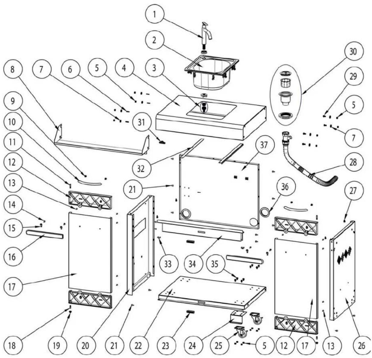 Napoleon ODKSM100 - Parts Diagram / Diagramme De Pièces / Teilezeichnung - 1