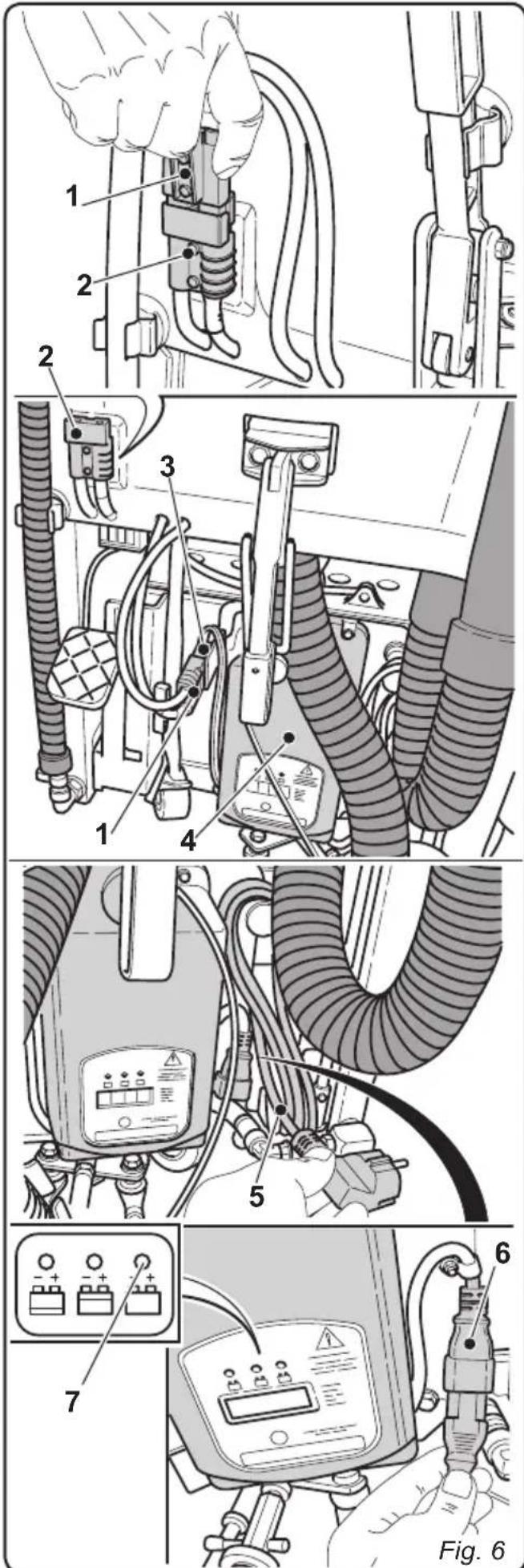 Ghibli S1 45M45 - 4.1.a - Carica della batteria tramite caricabatterie di bordo (se presente) (Fig. 6) - 1