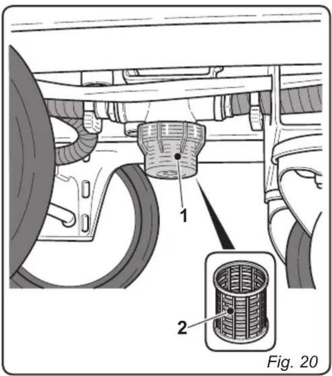 Ghibli S1 45D55 - 10.1.d - Limpeza do filtro do reservatório de água limpa (Fig. 20) - 2