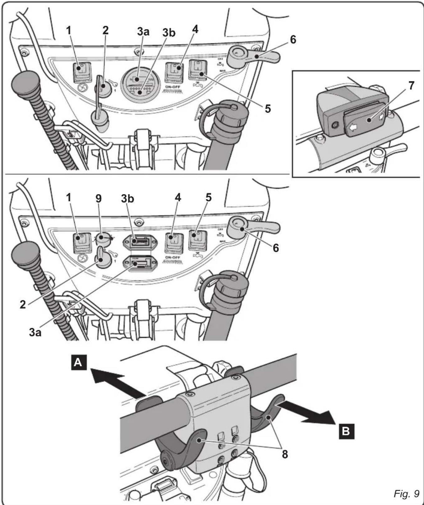 Ghibli S1 45D55 - 9) Maximum speed adjustment handle - 1