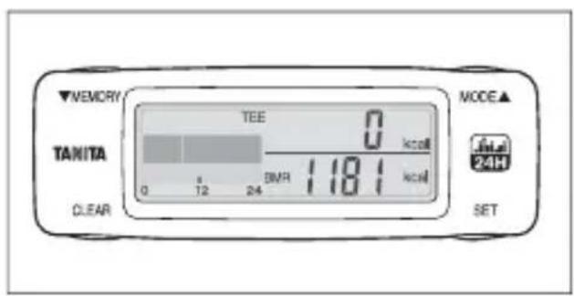 ▼MEMORY TANITA TEE 0 kcal 0 12 24 BMR 1181 kcal NOCCE▲ 24H CLEAR SET