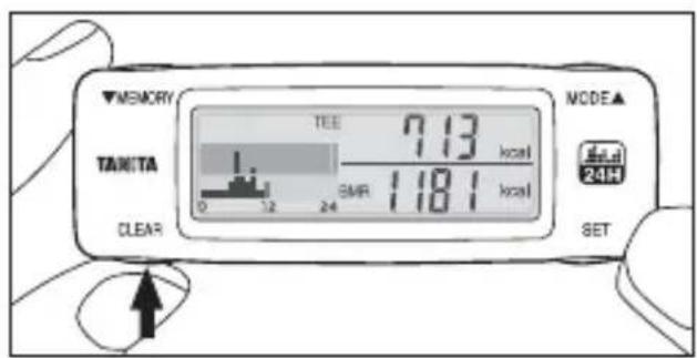 ▼MEMORY TEE 7.13 kcal TAKITA 0 12 24 SMR 118.1 kcal CLEAR NODE▲ SET 24H