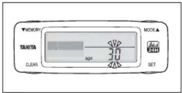▼MEMORY TANITA 30 age Clear MODE▲ 24H SET