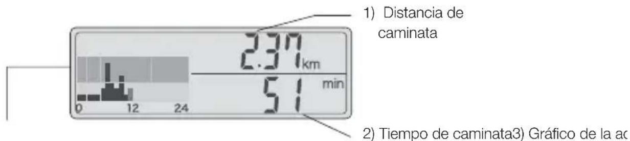 1) Distancia de caminata 2.37 km 51 min 0 12 24 2) Tiempo de caminata3) Gráfico de la ac