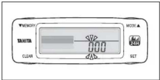 ▼MEMORY TANITA 0:00 CLEAR MODE ▲ 24H SET