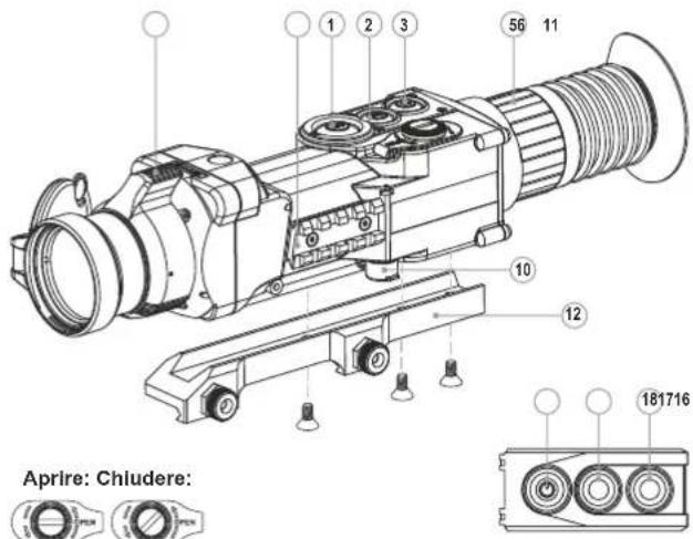 PULSAR Apex XD50 - Pulsante per calibratura del cannocchiale ("Cal"): - 1