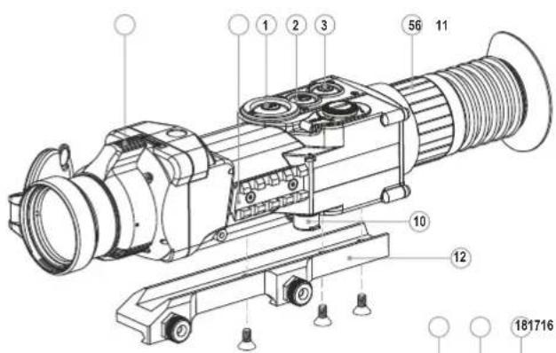 PULSAR Apex XD50 - Кнопка включения прицела"ON": - 1