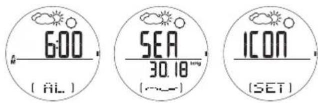 OREGON SCIENTIFIC RA202 - RÉGLER L'ALARME D'ALTITUDE / LE NIVEAU DE LA MER/LES ICONES MÉTEOROLOGIQUES - 1