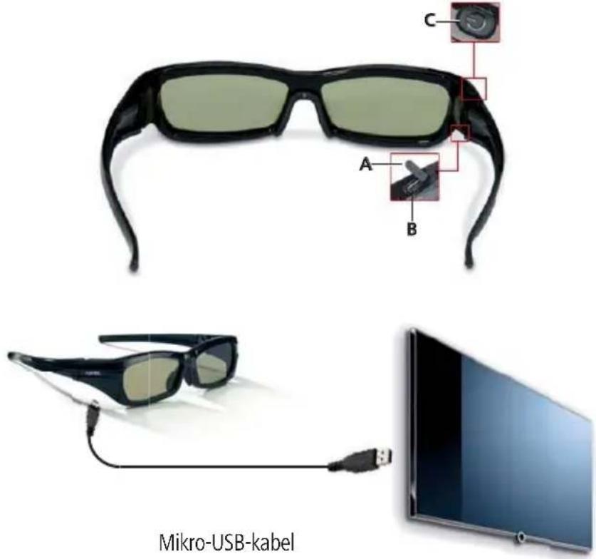 LOEWE Active Glasses 3D - Opladning af det indbyggede batteri - 1