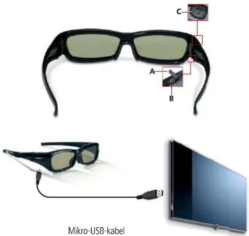 LOEWE Active Glasses 3D - Laddning av inbyggt batteri - 1