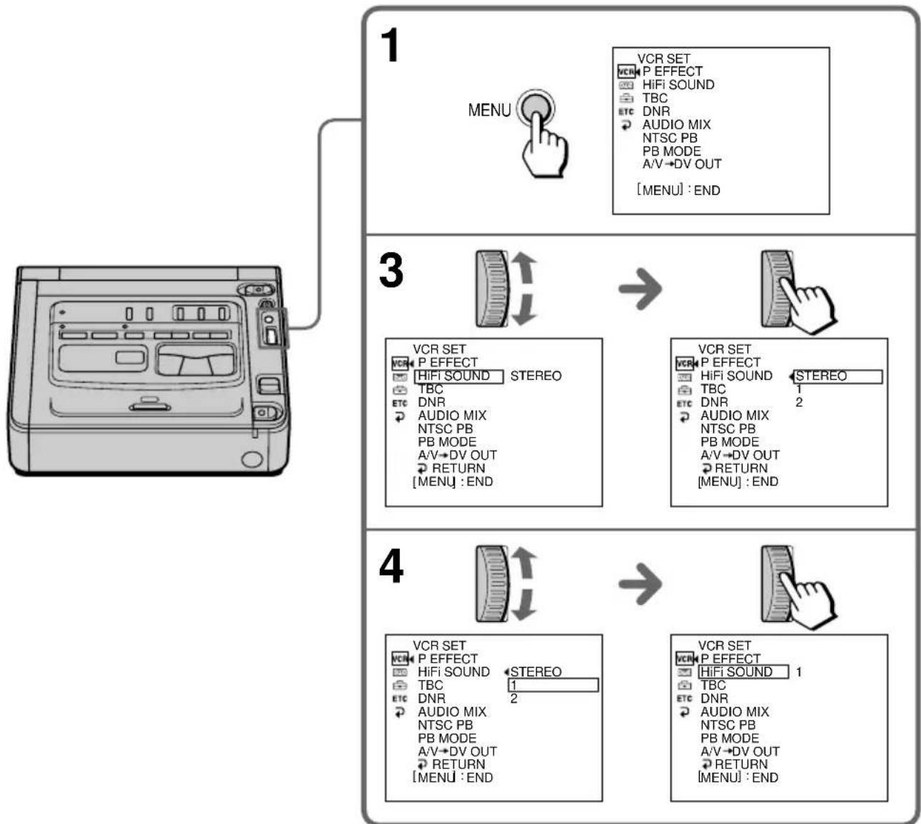 SONY GVD200E - Wiedergeben einer Kassette mit zwei Tonspuren - 1