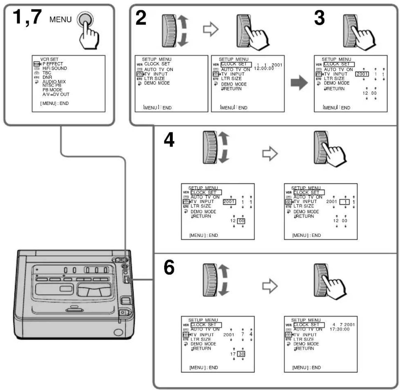 SONY GVD200E - Neueinstellen von Datum und Uhrzeit - 1