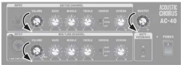 ROLAND AC40 - Het apparaat in-/uitschakelen - 1