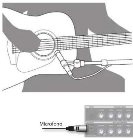 ROLAND AC40 - Potete utilizzare un microfono per riprendere il suono di uno strumento non dotato di un pickup. - 1