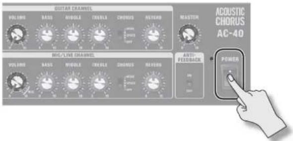 ROLAND AC40 - Turning the Power On/Off - 2