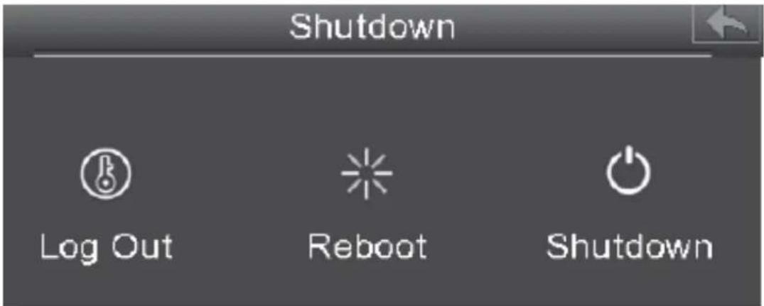 EBODE IPV4NVR - Log Out, Reiniciar ou Shutdown - 1