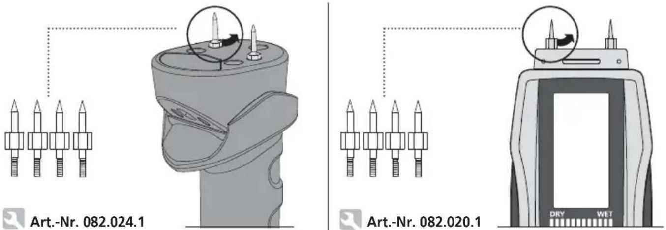 Laserliner MultiWetMaster - Sostituzione delle punte di misura - 1