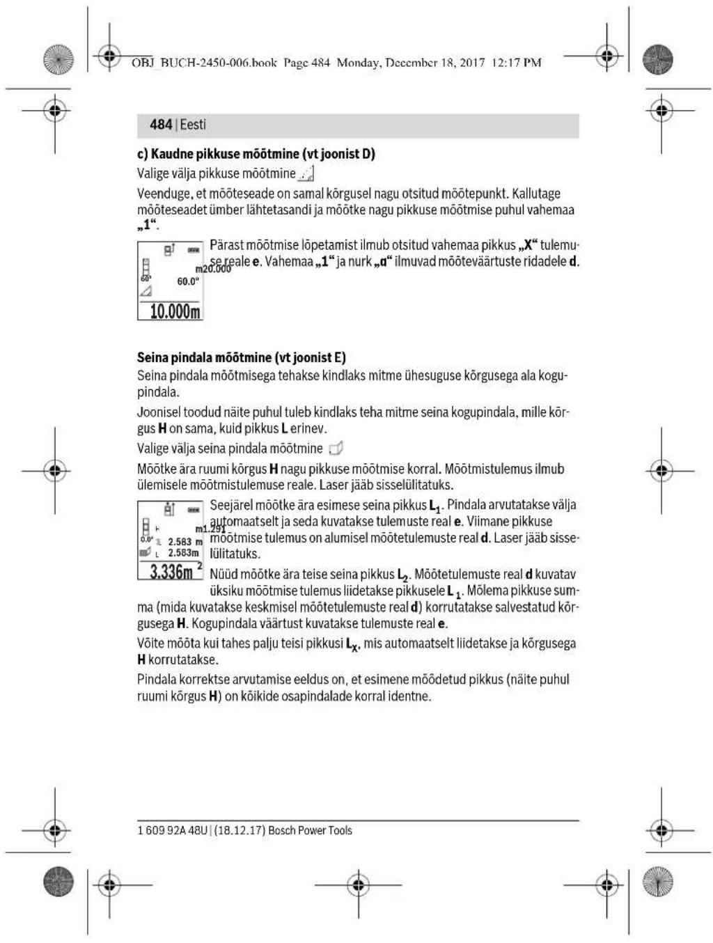 BOSCH GLM 100 C Professional - b) Kahekordne kaudne korguse mootmine (vt jeonist C) - 4