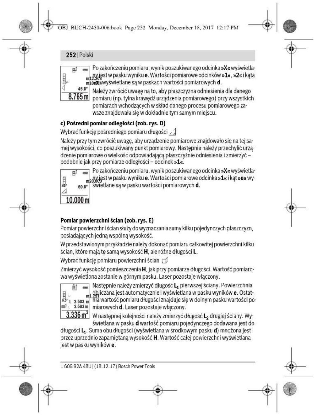 BOSCH GLM 100 C Professional - b) Podwójny posȩrdni pomiar wysokość (zob. rys. C) - 7