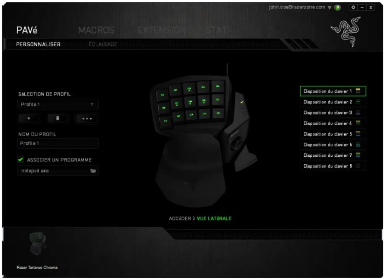 RAZER TARTARUS CHROMA - Vue de dessus - 1
