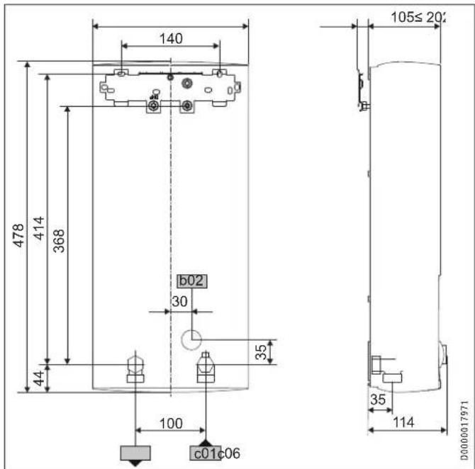 STIEBEL ELTRON DHE 21 SLi - Dimensions and connections - 1