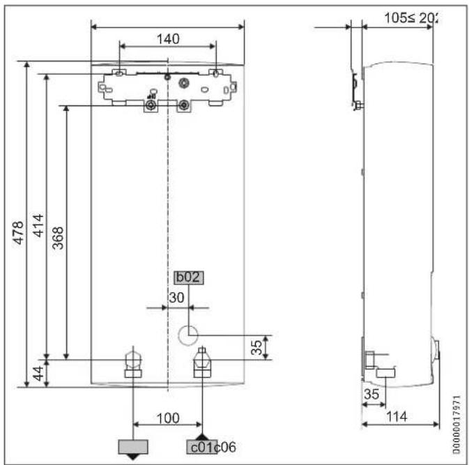 STIEBEL ELTRON DHE 21 SLi - Maße und Anschlüsse - 1