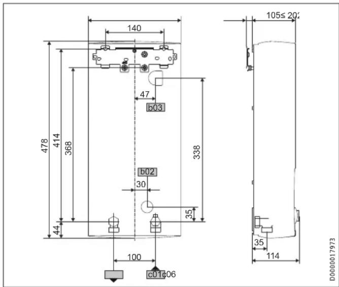 STIEBEL ELTRON DHBE 24 SLi electronic - Wymiary i przyłącza - 1