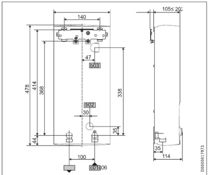 STIEBEL ELTRON DHBE 24 SLi electronic - Maße und Anschlüsse - 1