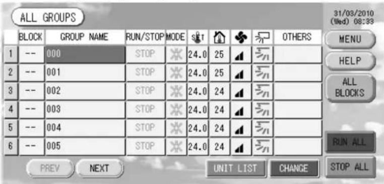 MITSUBISHI SCSL3NAAE - Weergave ALL GROUPS (Alle groepen) - 1