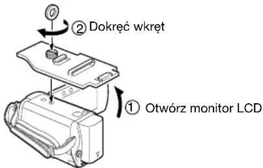 JVC WRMG100 - ③ Zamocuj podstawę do dolnej części kamery. - 1