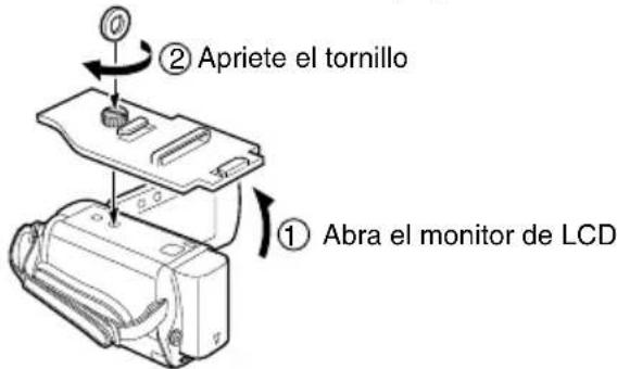 JVC WRMG100 - ③ Conecte la base a la parte inferior de la cámara. - 1