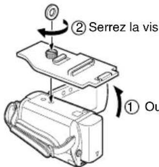 JVC WRMG100 - ③ Fixez la base sur le dessous du caméscope. - 1